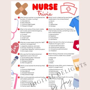 Nurse Trivia Game, Printable Nurse Game, Nurse Appreciation, Healthcare Theme, Medical Hospital Party, Nurse Retirement, Nurse Graduation