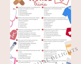 Nurse Trivia Game, Printable Nurse Game, Nurse Appreciation, Healthcare Theme, Medical Hospital Party, Nurse Retirement, Nurse Graduation