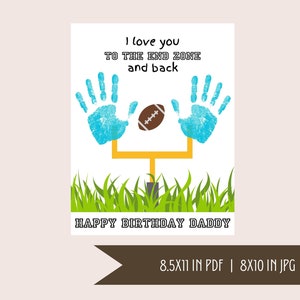 Gelukkige verjaardag papa handafdruk kunst, voetbal verjaardag activiteit, voetbal handafdruk, cadeau voor vader van kinderen, papa sportambacht afdrukbaar