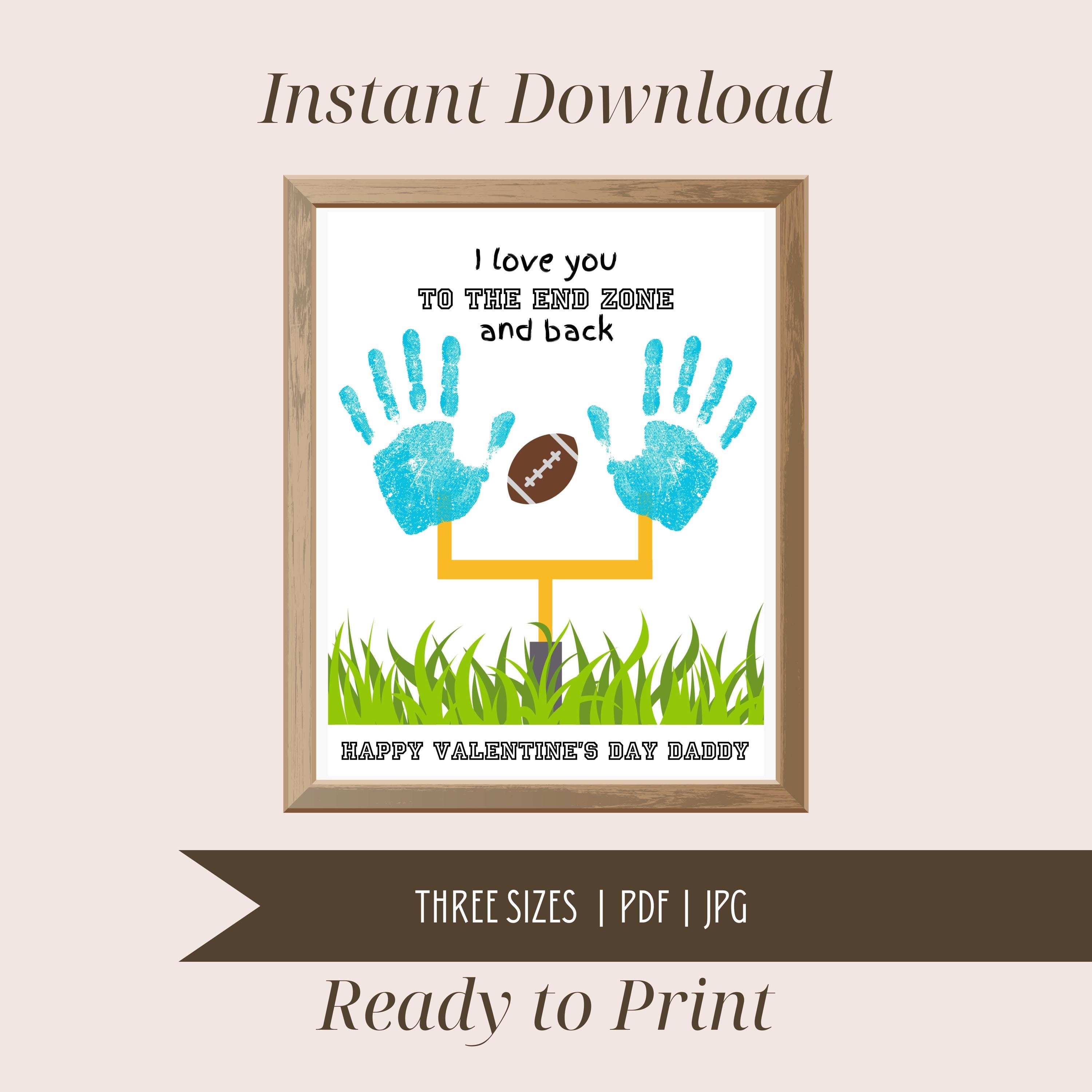 Football Happy Valentine's Day Daddy Handprint Craft, DIY Valentines…