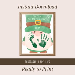 Baby’s First St Patricks Day Leprechaun Handprint Craft, St Patrick's Day 2025 Handprint, Baby Green Leprechaun Footprint art for daycare