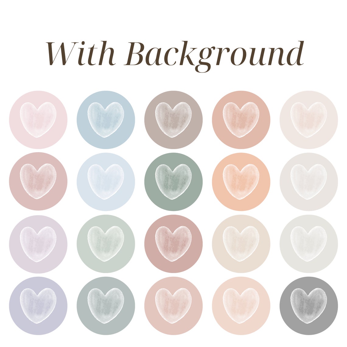 20 Boho Instagram Highlight Covers, Watercolor Hearts IG Story Icons ...