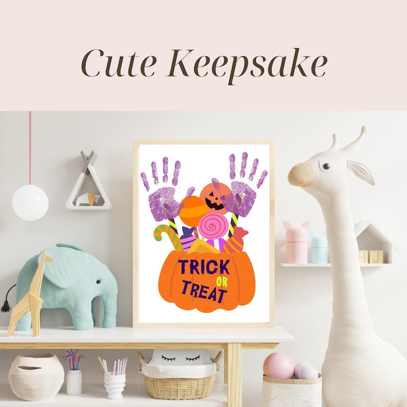 Trick or Treat Halloween Handprint Art, Cute Halloween Candy Handprint ...