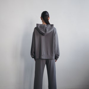 Super Soft Bamboo Fabric Hoodie, Oversized, Grey Color Stylish Hoodie, Good for Everyday wear, easy to style image 2