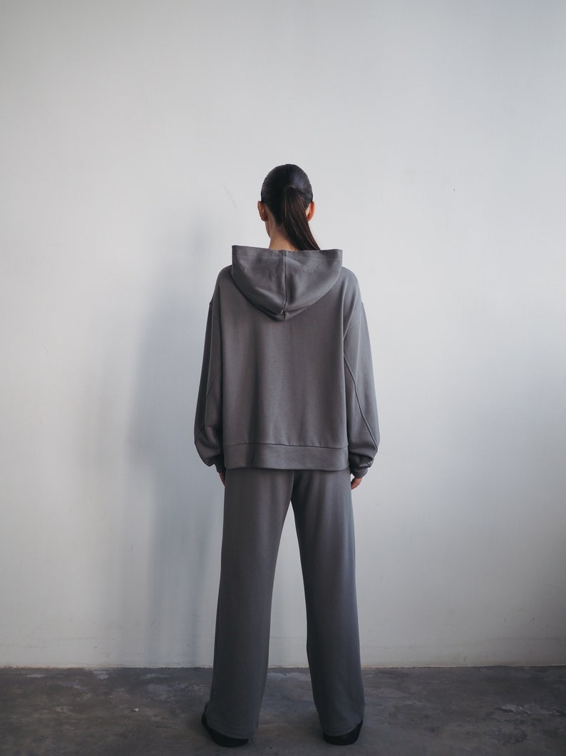Superzachte hoodie van bamboestof, oversized, grijze kleur stijlvolle hoodie, goed voor dagelijks gebruik, gemakkelijk te stylen afbeelding 2