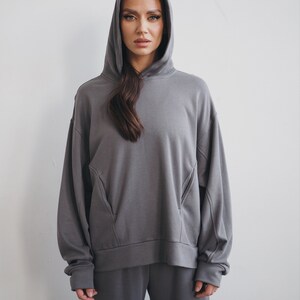 Super Soft Bamboo Fabric Hoodie, Oversized, Grey Color Stylish Hoodie, Good for Everyday wear, easy to style image 7