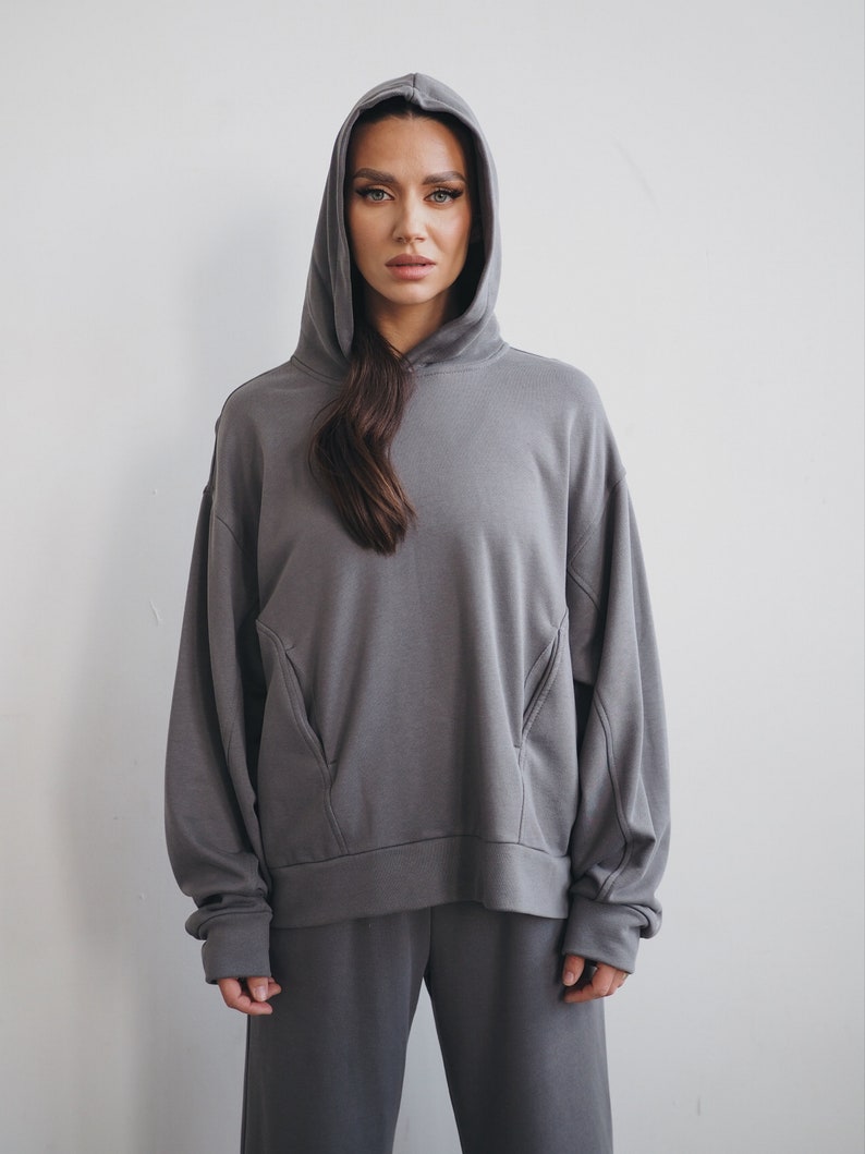 Super Soft Bamboo Fabric Hoodie, Oversized, Grey Color Stylish Hoodie, Good for Everyday wear, easy to style image 7