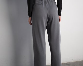 Pantalon pour femme en tissu de bambou super doux, design large, longueur personnalisable, avec poches, facile à porter et à styliser