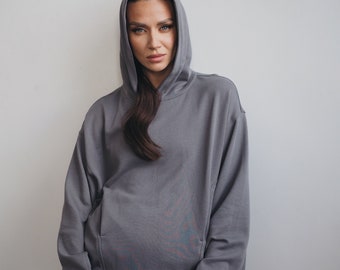 Super Soft Bamboo Fabric Hoodie, Oversized, Grey Color Stylish Hoodie, Good for Everyday wear, easy to style