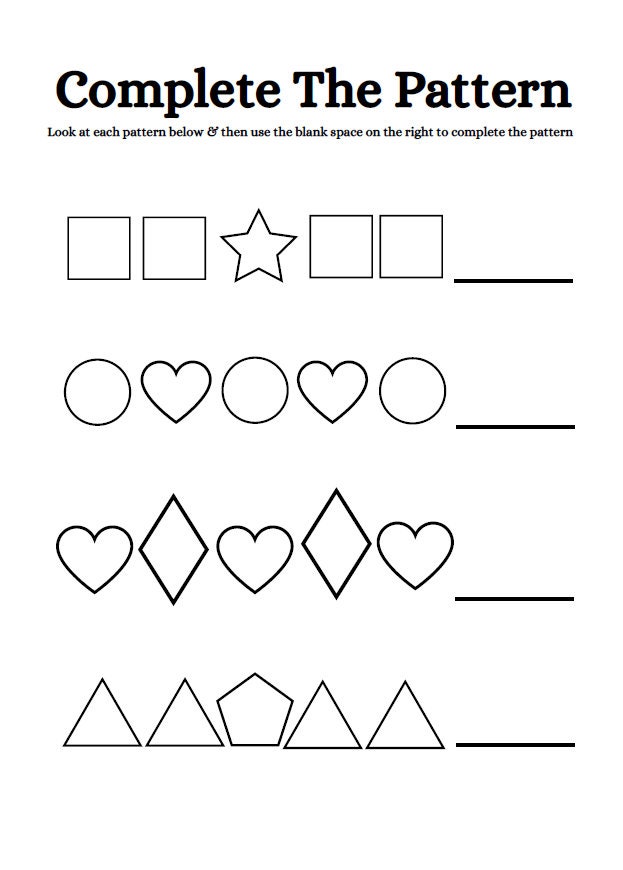 Printable Shape Patterns Activity Worksheets for Kids | Drawing ...