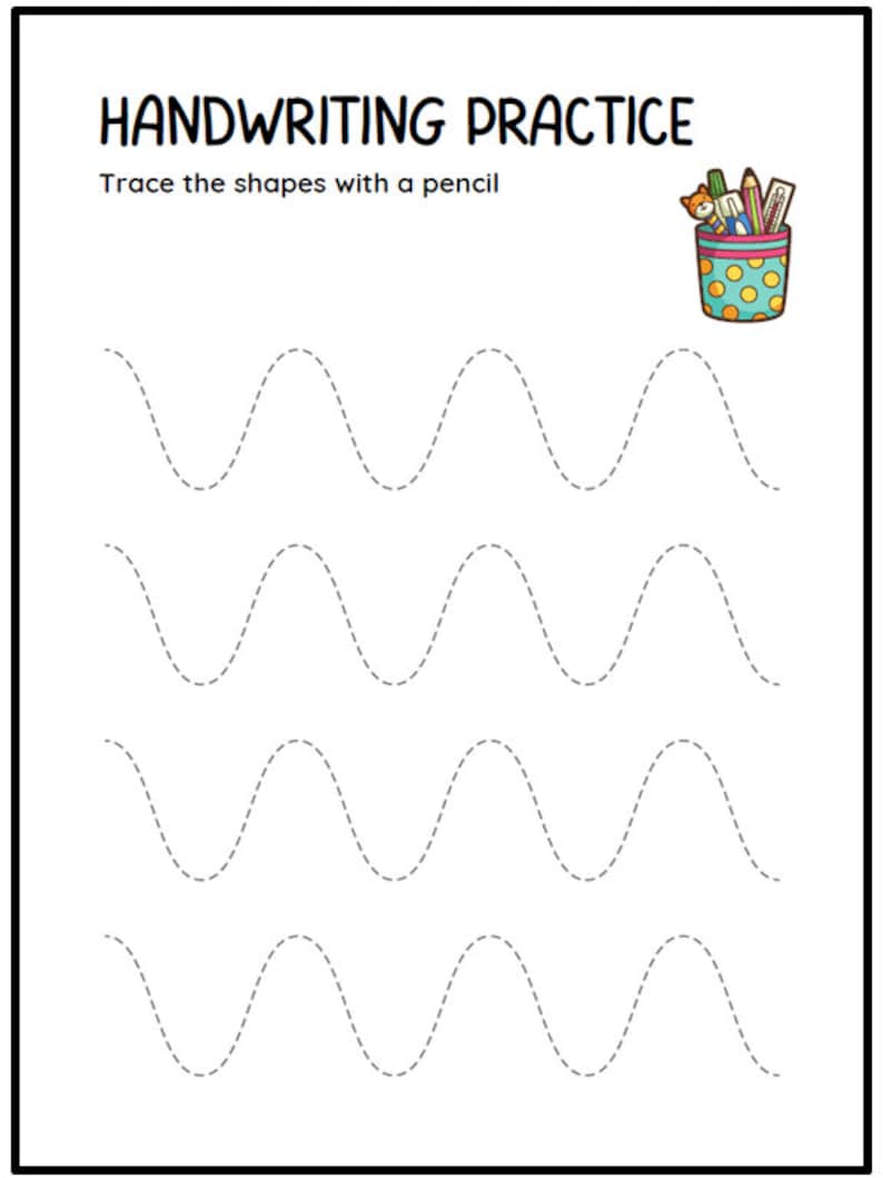 Printable Lines and Shapes Tracing Activity Worksheets for Kids