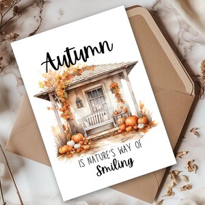 Biglietti di auguri stampabili per il Ringraziamento autunnale, set da 4, vacanze con acquerello, download digitale, dimensioni 5x7 e 4x6, modello per la stampa a casa
