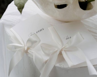 Set of 2 Wedding Vow Cards with Satin or Hand Torn Ribbon