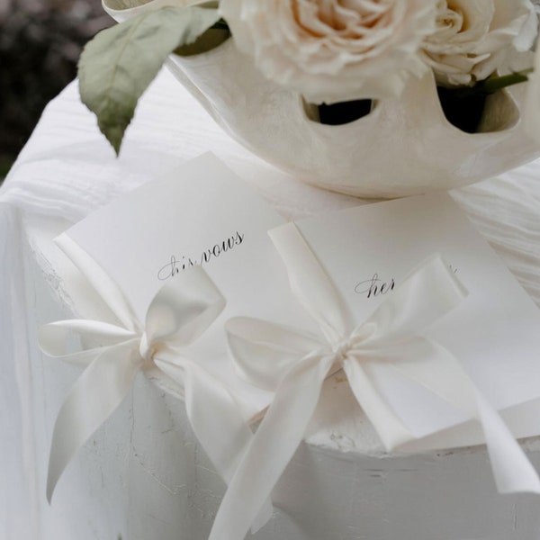 Set of 2 Wedding Vow Cards with Satin or Hand Torn Ribbon