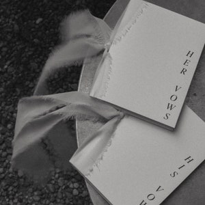 Set of 2 Wedding Vow Cards with Satin or Hand Torn Ribbon