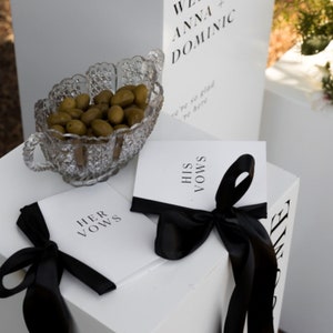 Set of 2 Wedding Vow Cards with Satin or Hand Torn Ribbon