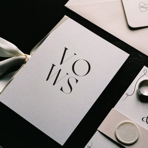 Set of 2 Wedding Vow Cards with Satin or Hand Torn Ribbon