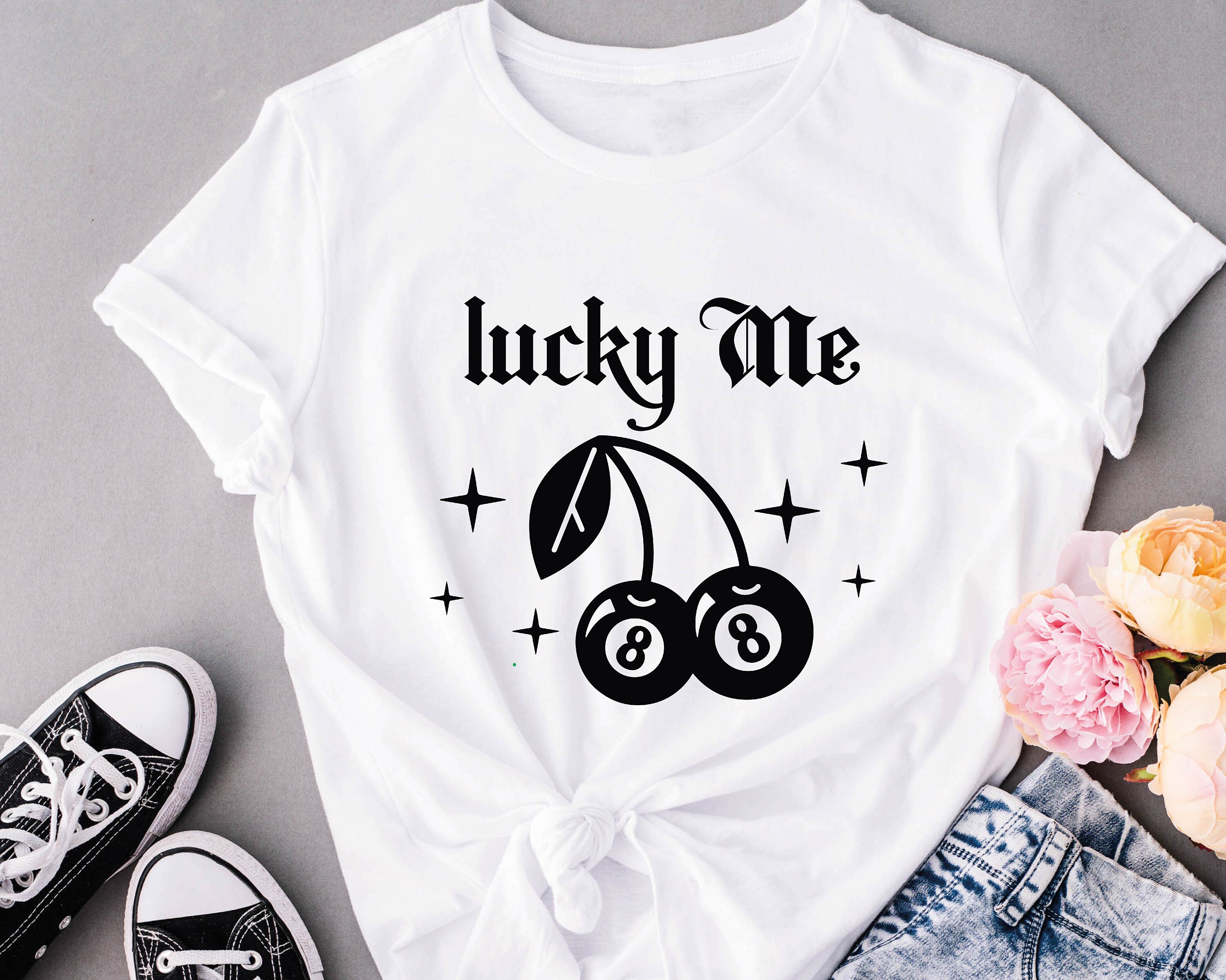 tシャツ 8ボール＆ダイス ワンポイント刺繍 / バックプリント