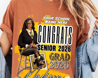 Custom Class of 2026 Graduation Photo DTF, Personalized Graduate Picture Transfer, Ready to Press Graduation Shirt Print