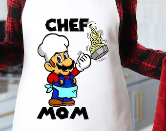 Custom Super Mario Chef  Apron, Disney Baking Apron, Disney Cooking Apron, Disney Lover Gift, Super Mario Apron, Master Chef Apron