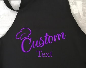 Custom EMBROIDERY Apron, Kitchen Embroidered Apron, Name Aprons with Pocket, Personalized Chef Cooking Apron, for Men & Women Gift,BBQ,Grill