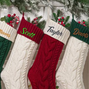 2026 Personalized Family Christmas Knitted Stocking, Family Socks with Name, Embroidery Christmas Stocking, Personalized Christmas Stocking