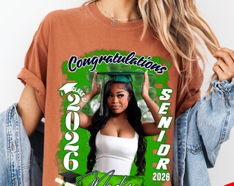 Personalized Graduation Photo DTF Transfer 2026, Custom Class of 2026 Graduate Shirt Design, Ready to Press DTF Print