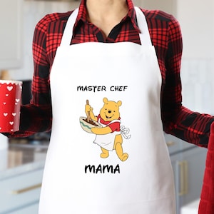 Custom Winnie The Poah Mouse Apron, Disney Baking Apron, Disney Cooking Apron, Disney Lover Gift, Disney Winnie The Poah Master Chef Apron