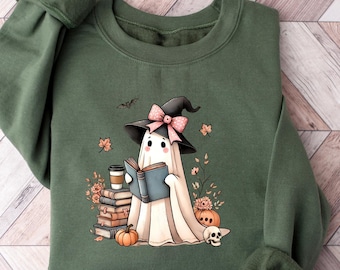 Sweat-shirt livre de lecture fantôme - Halloween effrayante saison