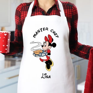 Custom Minnie Mouse Apron, Disney Baking Apron, Disney Cooking Apron, Disney Lover Gift, Disney Mickey Mouse Apron, Minnie Master Chef Apron
