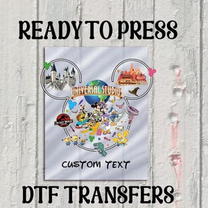 Niestandardowe Universal Studios gotowe do druku DTF, nadruk Disney World, prasa termiczna DTF, nadruk Disney Vacation, specjalna rodzina DTF, transfer żelazny