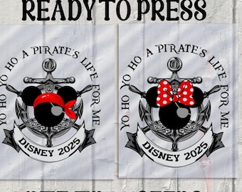 2025 Mickey And Minnie Pirates DTF Transfer, Disney Ready To Press, Disney Cruise Transfer, Disney Castle DTF, Mickey Minnie Heat Transfer