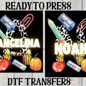Personalized Back To School Alphabet Dtf,First Day Of School Heat To Press,Preppy Name Iron On Transfer, Leopard Back To School Alphabet Dtf