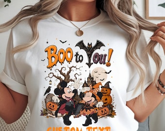 Comfort Colors® Retro Halloween Disney Ghost Shirt, Retro Mickey Minnie Halloween Couple Shirts,Boo To You Ghost Shirt, Spooky Season
