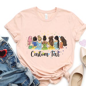 Aangepaste retro Disney prinses shirt, aquarel prinses T-shirt, Disney reis shirt, Disney prinses, Disneyworld prinses cadeau, prinses achterkant T-shirt