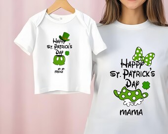 Camiseta personalizada del Día de San Patricio de Mickey y Minnie, Feliz Día de San Patricio, Día de San Patricio de Mickey, Camiseta familiar a juego, Día de San Patricio de Disney