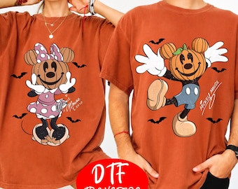 Halloween Pumpkin Disney Couple DTF Transfer, Horror Halloween Trendy Ready To Press, Halloween Friends Movies Dtf,Minnie and Mickey Ghost