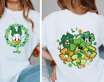 Custom Disney Mickey & Friends Two-side St. Patrick's Day Sweatshirt,Disney Lucky Shirt,Disney Happy St. Patrick's Day Hoodies, Disney Lucky