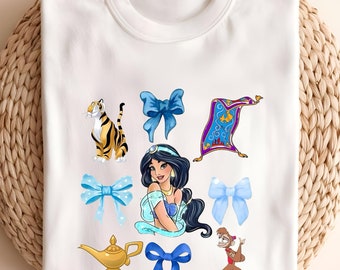 Disney Watercolor Coquette Bows Princess Jasmine Shirt, Disney Aladdin Shirt, Princess Jasmine Shirt, Disneyland Girls Trip Matching Shirts