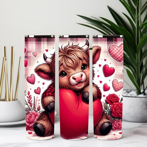 Highland Kuh Valentinstag 20 Unzen Skinny Becher, Highland Kuh Becher, Valentinstag Becher, Xoxo Highland Kuh Becher, Western Valentine Becher