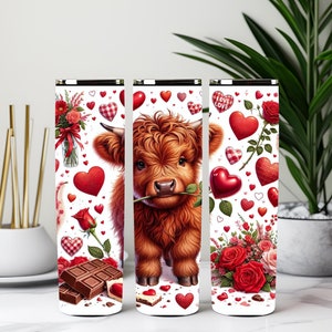 Highland Kuh Valentinstag 20 Unzen Skinny Becher, Highland Kuh Becher, Valentinstag Becher, Xoxo Highland Kuh Becher, Western Valentine Becher