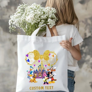 Custom Gold Minnie Tote Bag,Mickey Friends Disney Castle Tote Bag, Mickey And Friends Tote Bag, Valentines Day Bag, Minnie Mouse Tote Bag