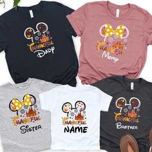 2024 Disney Thankful Shirt,Disney Thanksgiving Couple Tee,Mickey Minnie Thanksgiving Shirt,Disney Family Thanksgiving Tee, Thanksgiving Gift