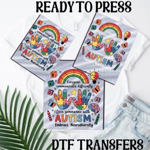 Alla kommunicerar olika DTF, Autism Heat Press, Autism Month DTF, Autism Mom DTF, Autism Iron-on Transfer, Logoped DTF