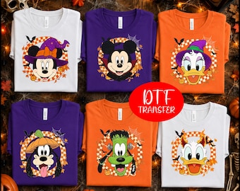 Custom Disney Head Halloween All Characters Dtf,Mickey And Friends Halloween Ready to Press, Halloween Party Dtf,Disney Family Halloween Dtf