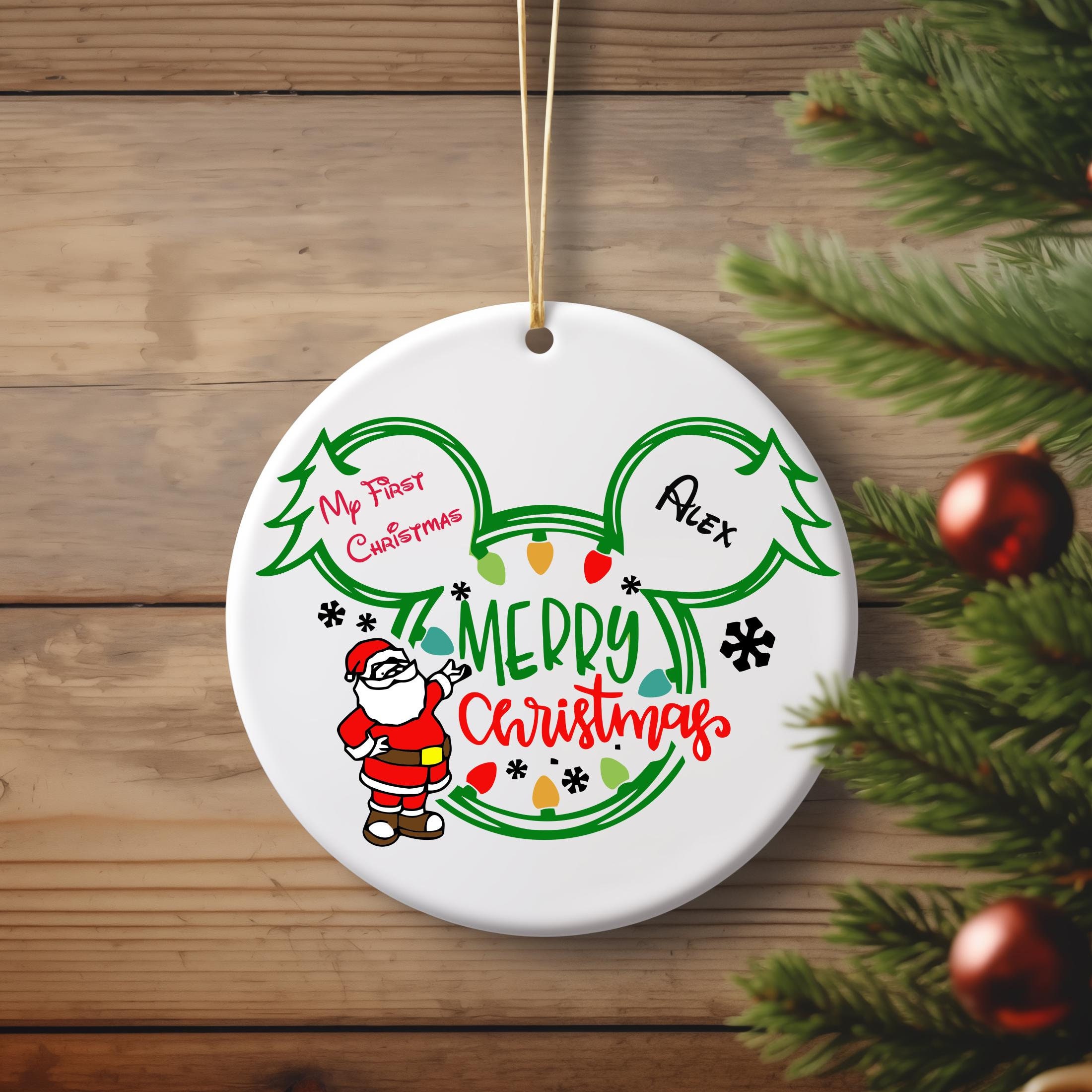 2025 Custom Santa Disney Mickey and Minnie Christmas Ornament