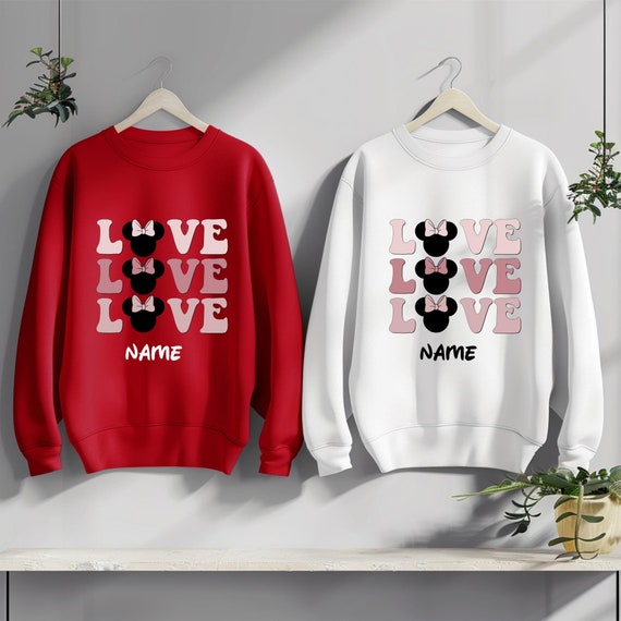 Custom Love Mickey and Minnie Sweetshirt, Disney Valentine Love 