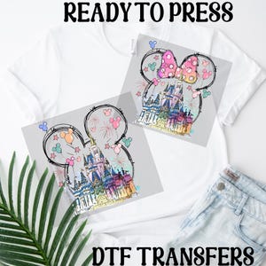 Disney Castle Dtf Transfers,Disney Castle  Ready To Press, Disney Water Color Castle Heat Press, Disney Minnie Castle Iron On Transfer