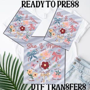She is Mom Coquette DTF, Mother Day Dtf, Christian Mama Heat Transfer, Boho Floral Mama Ready to Apply,Wildflower Mama Dtf, Bible Verses Dtf