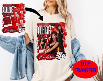 Custom Graduation Photo DTF 2026, Personalized Graduate Photo Transfer, Class of 2026 Ready to Press DTF, Graduation Shirt Print
